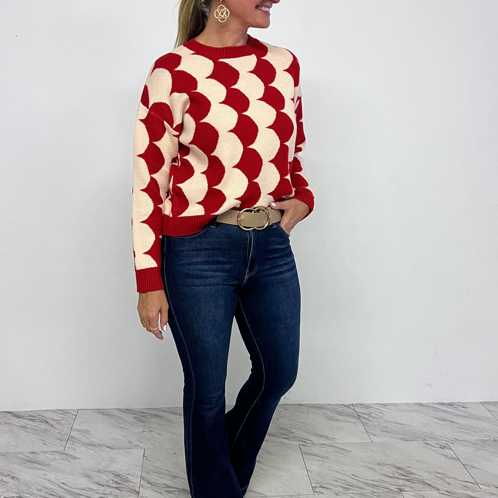 Style Scallop Sweater (Red)