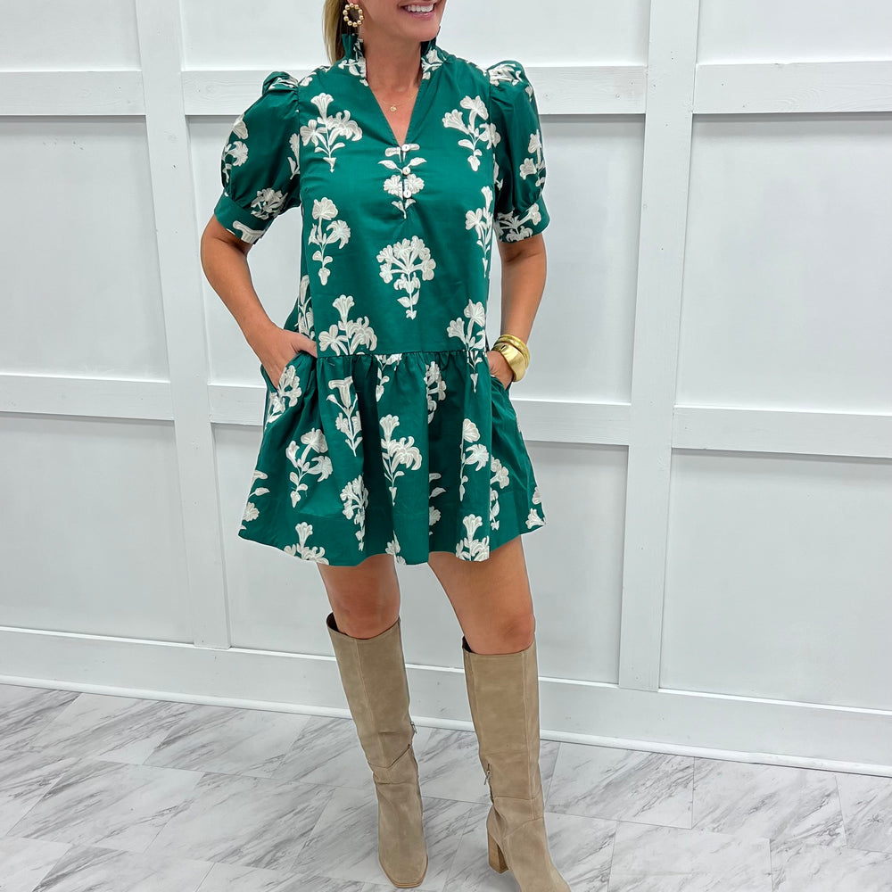 Liliana Green Flower Dress