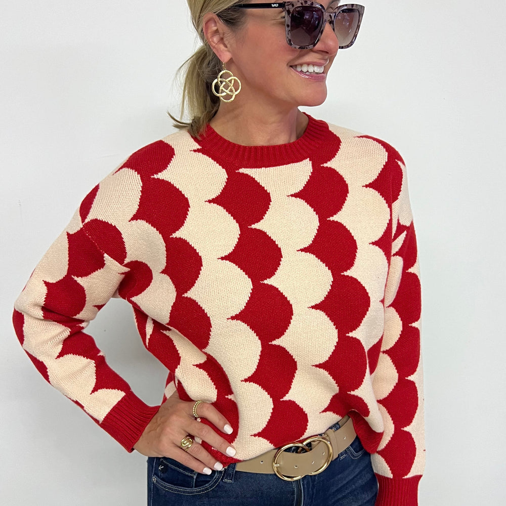 
                  
                    Style Scallop Sweater (Red)
                  
                