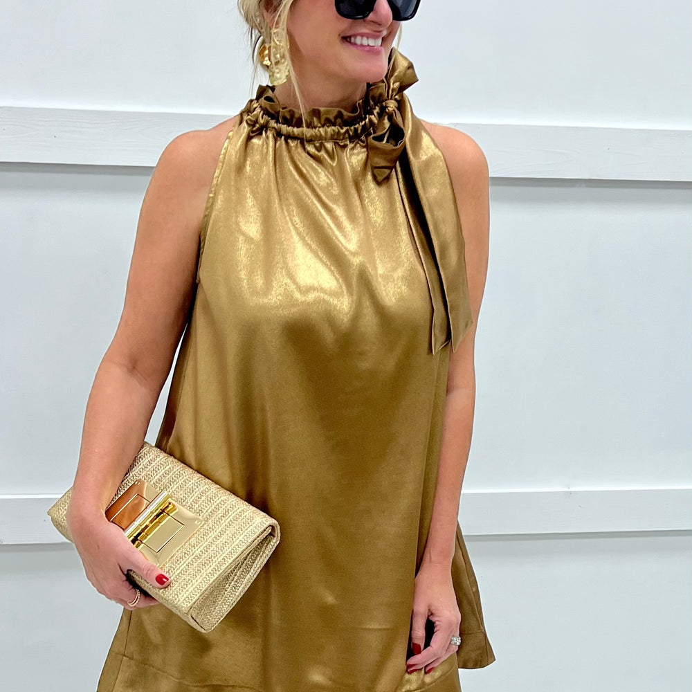 Modern Glam Shimmer Dress (Gold)