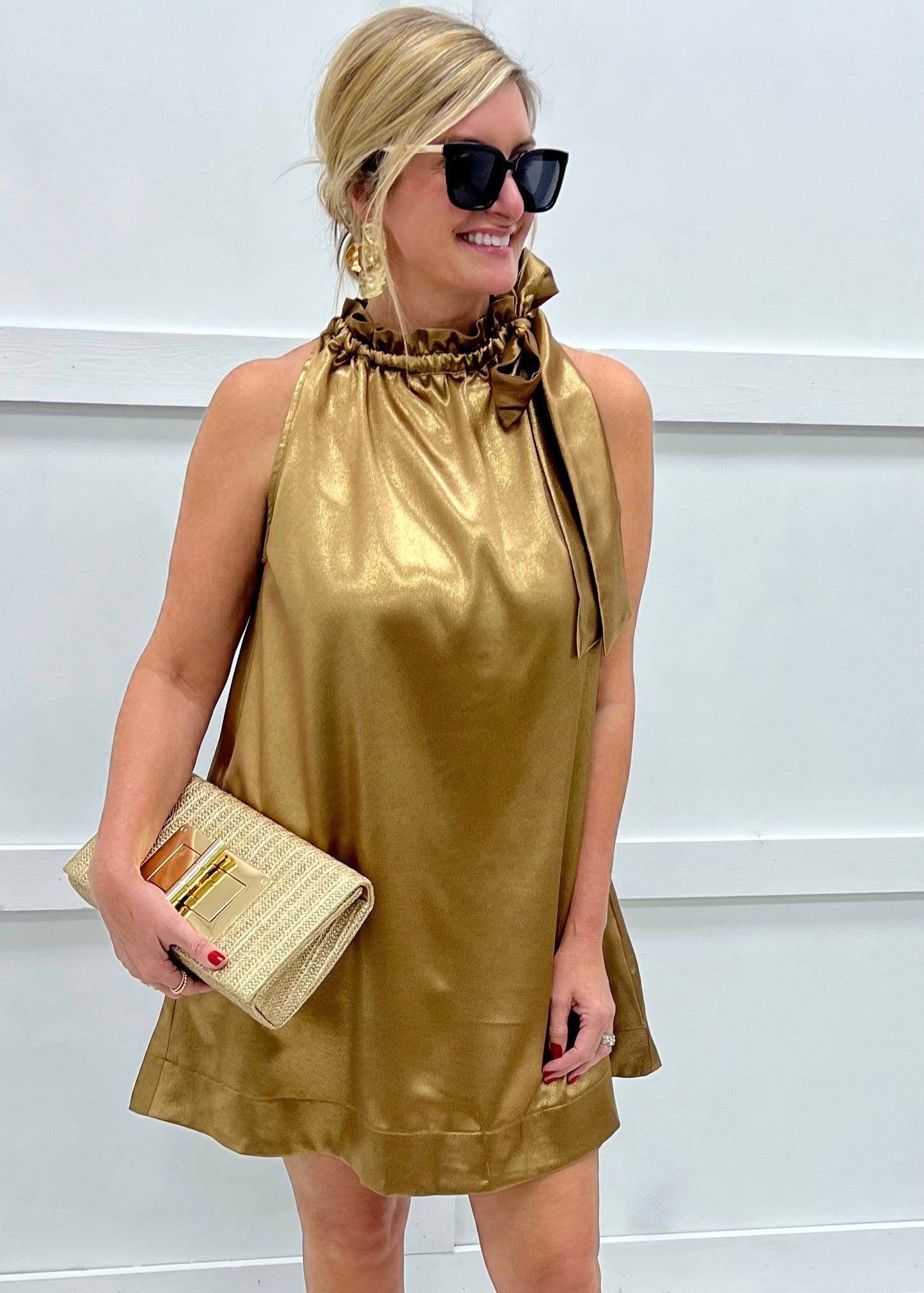 Modern Glam Shimmer Dress (Gold)