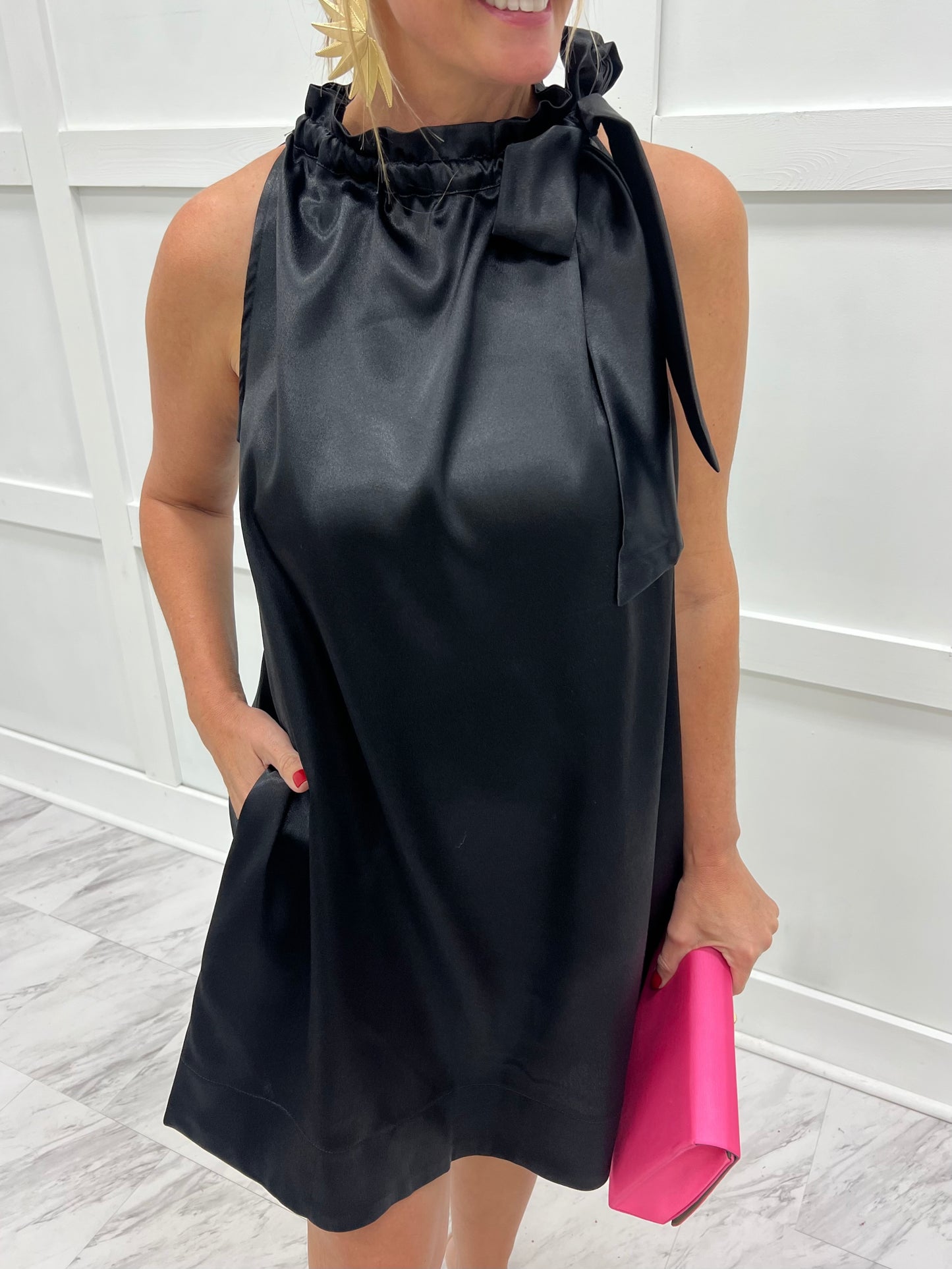 Modern Glam Shimmer Dress (Black)