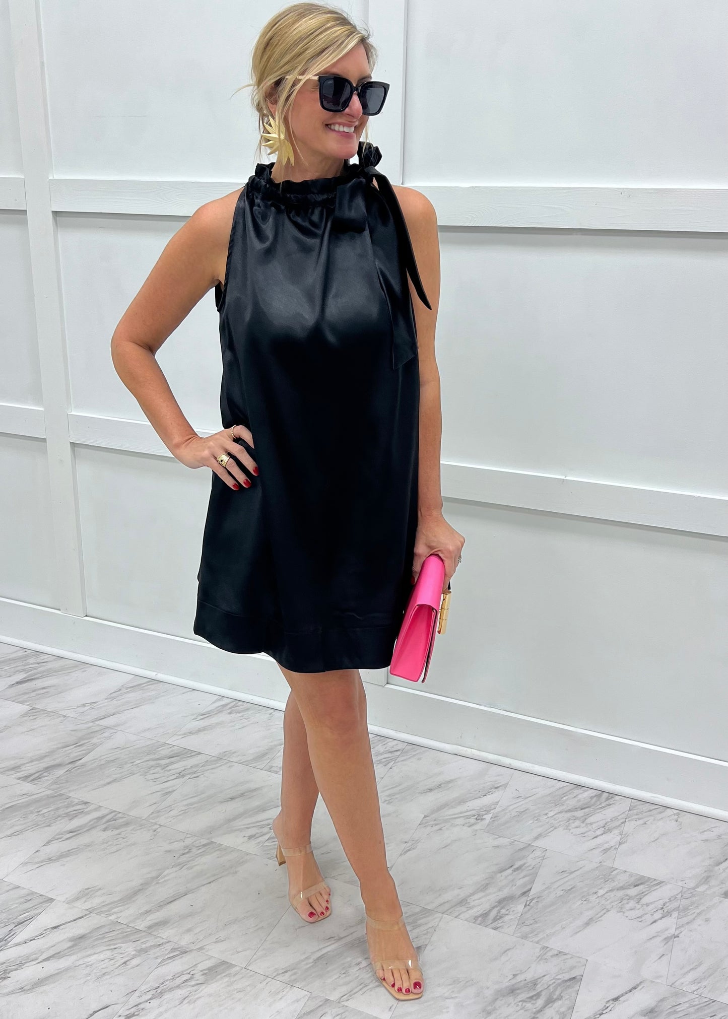 Modern Glam Shimmer Dress (Black)