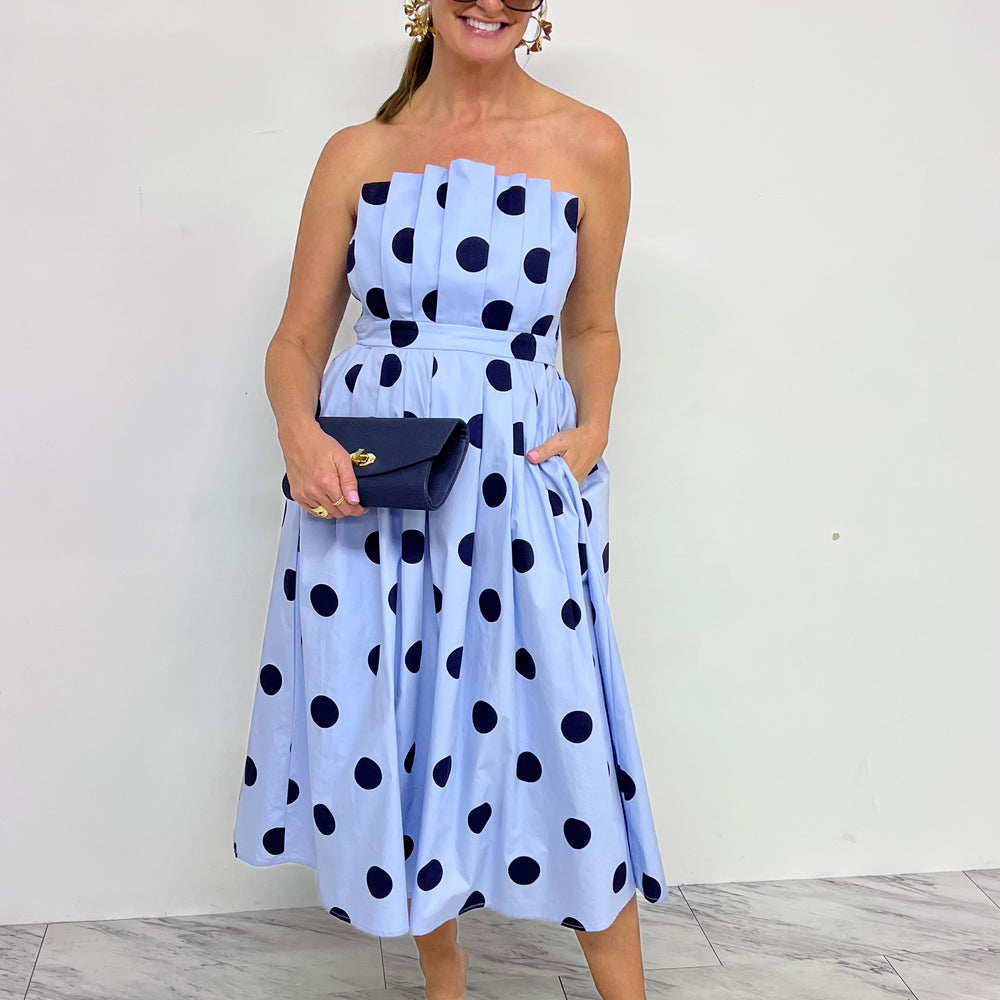 Pollie Polka Dot Strapless Dress