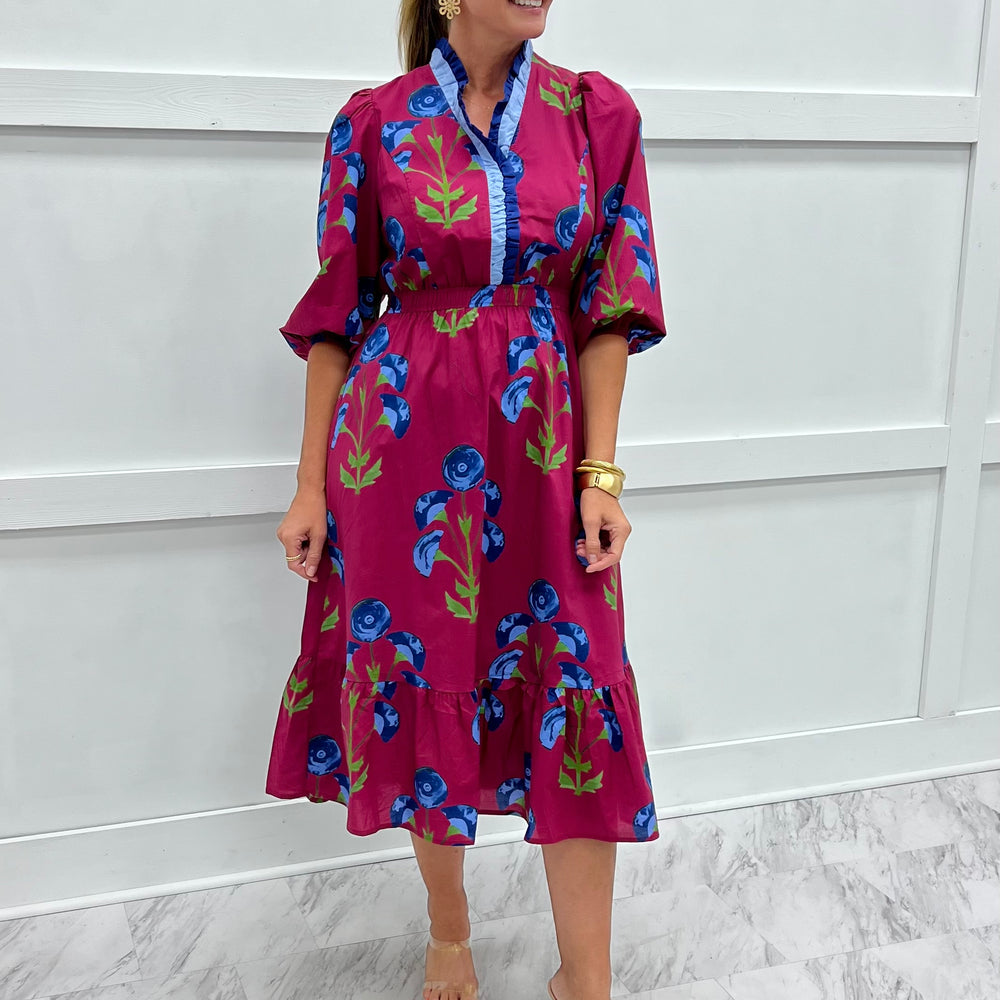 
                  
                    Alex Flower Midi Dress (Wine)
                  
                