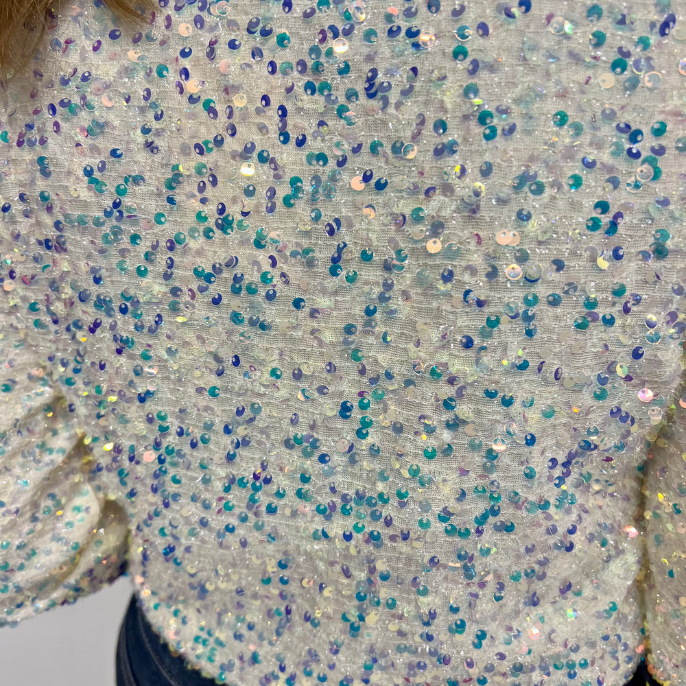 
                  
                    Champagne Kiss Sequin + Bow Cardigan Top
                  
                