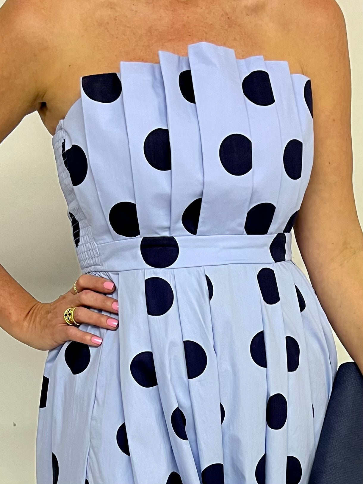 Pollie Polka Dot Strapless Dress