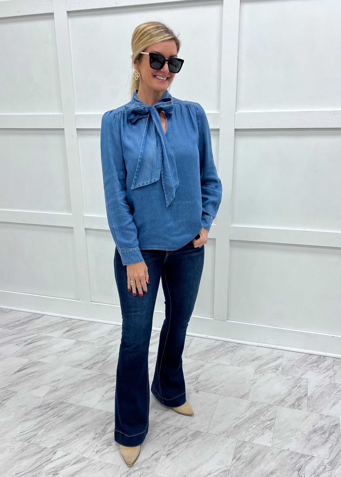 Nashville Bow Denim Top