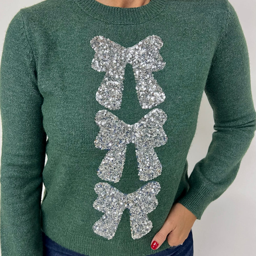 Season To Shine Bow Sweater (Green)