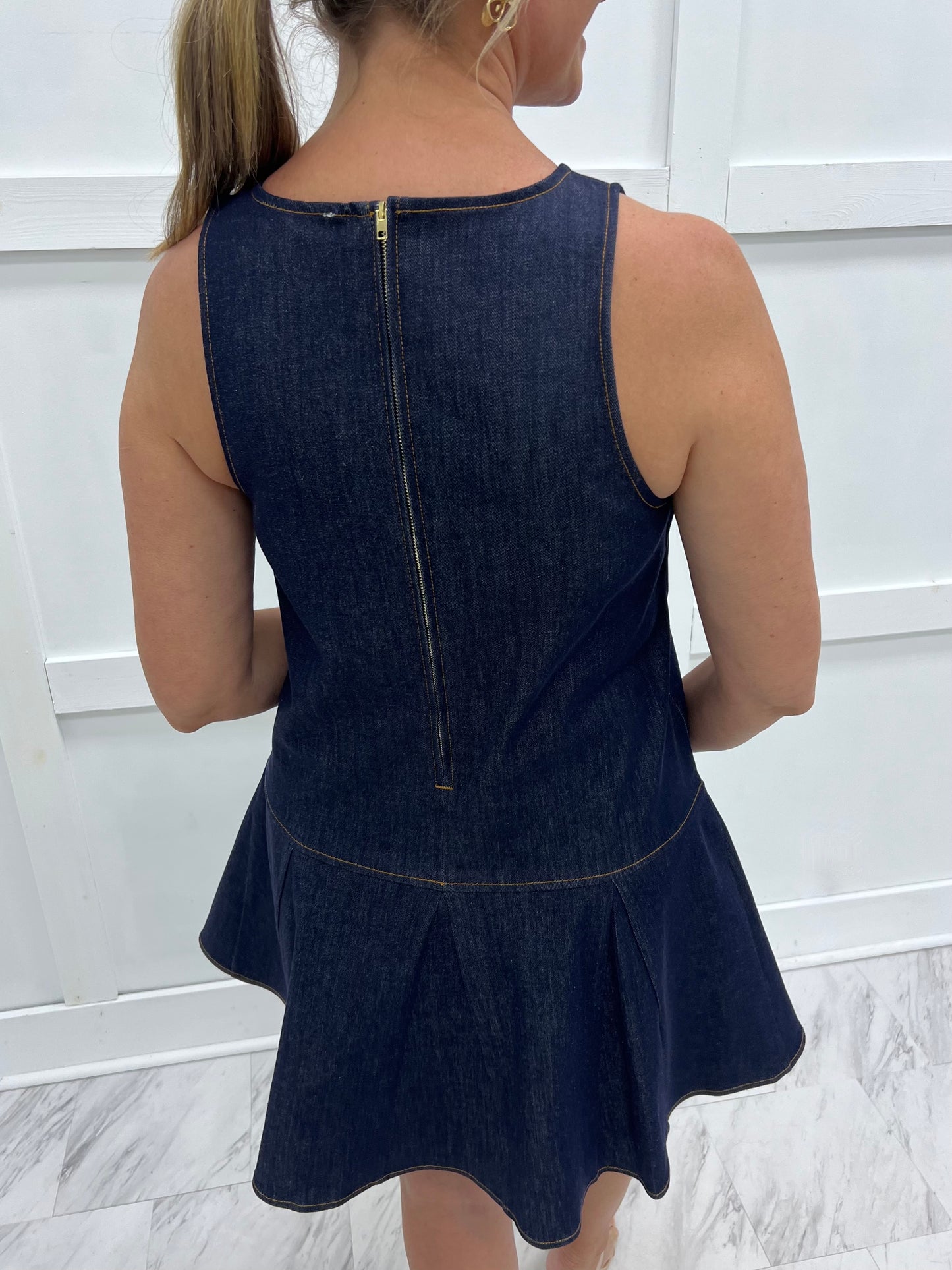 Darcy Denim Stripe Dress-FINAL SALE shop chartreuse Darcy Denim Stripe Dress-FINAL SALE shop chartreuse