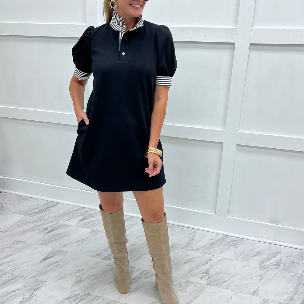 
                  
                    Captiva Stripe Collar Dress (Black)
                  
                