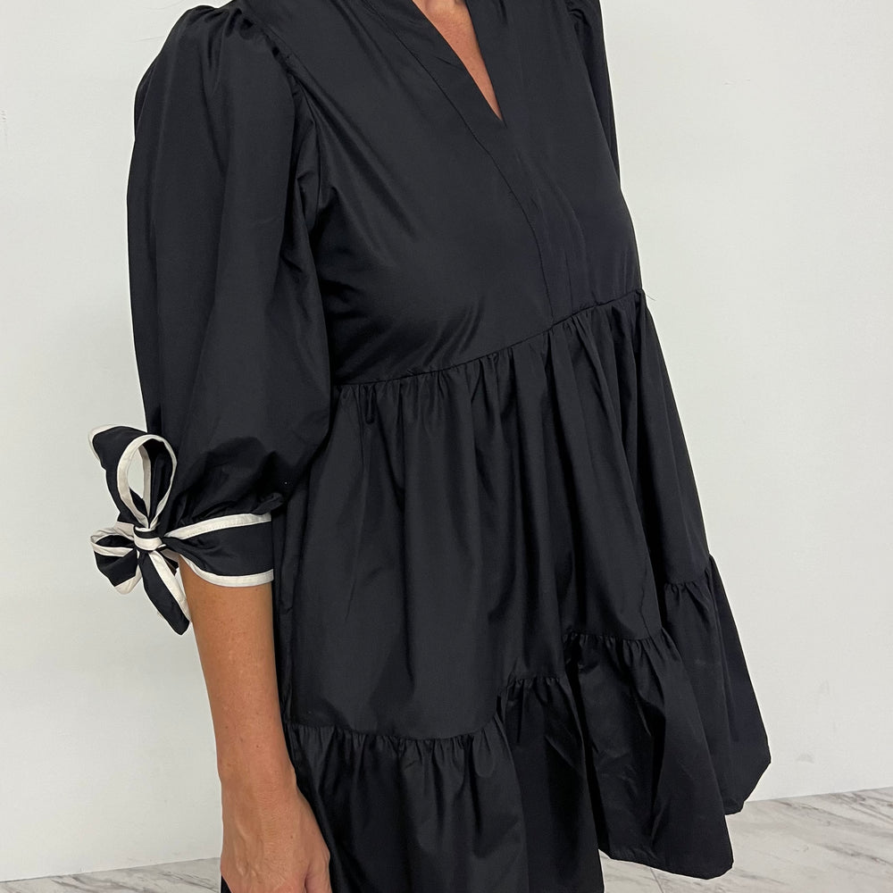 Astoria Tie Sleeve Dress (Black)