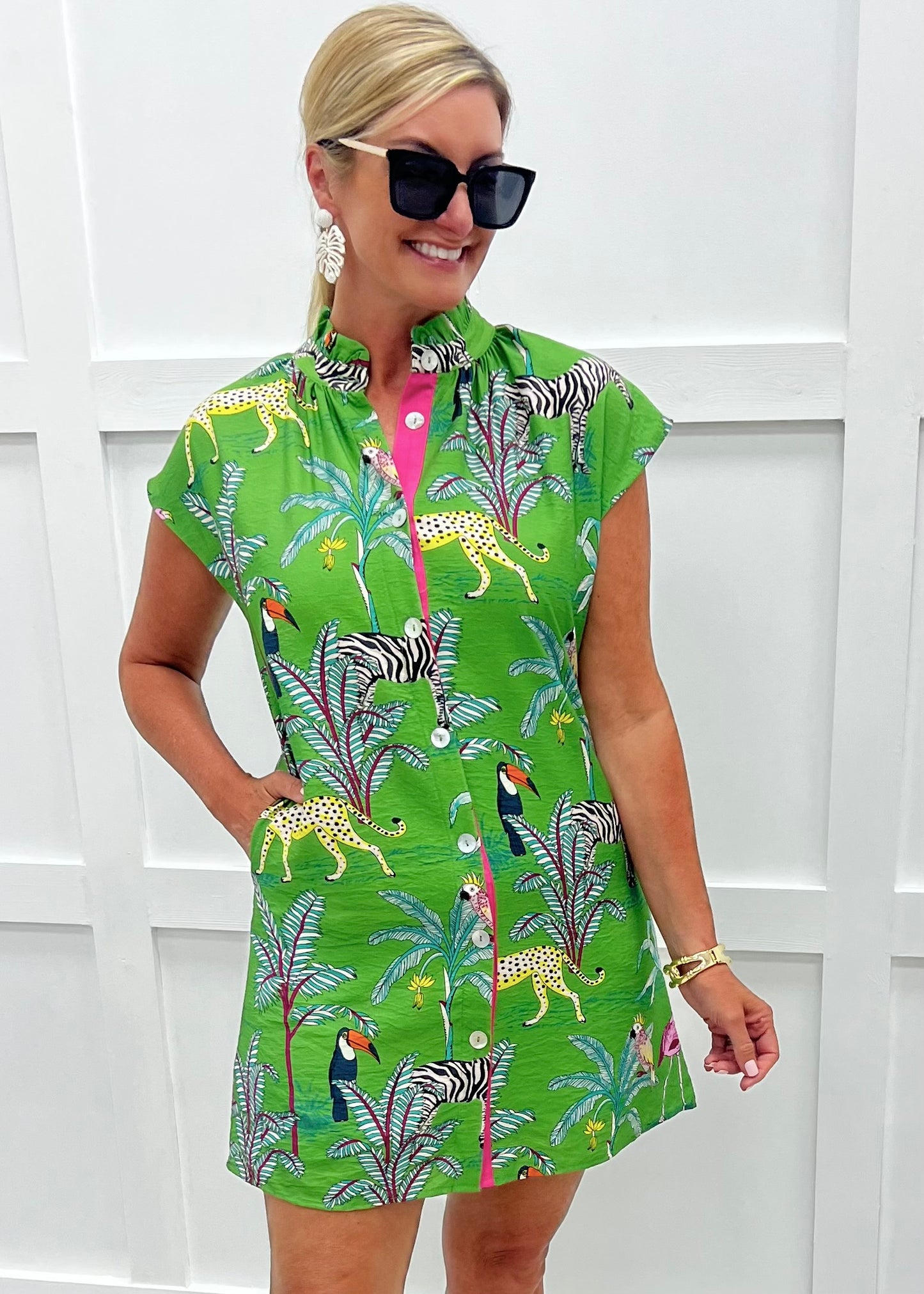 green heart print dress Feeling Your Best Green & Pink Heart Dress, Medium - The Mint Julep Boutique
