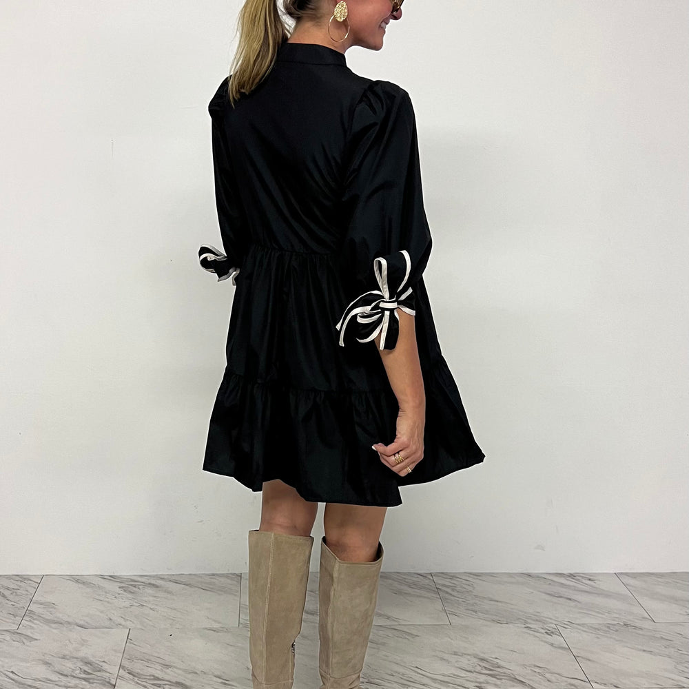 
                  
                    Astoria Tie Sleeve Dress (Black)-FINAL SALE
                  
                