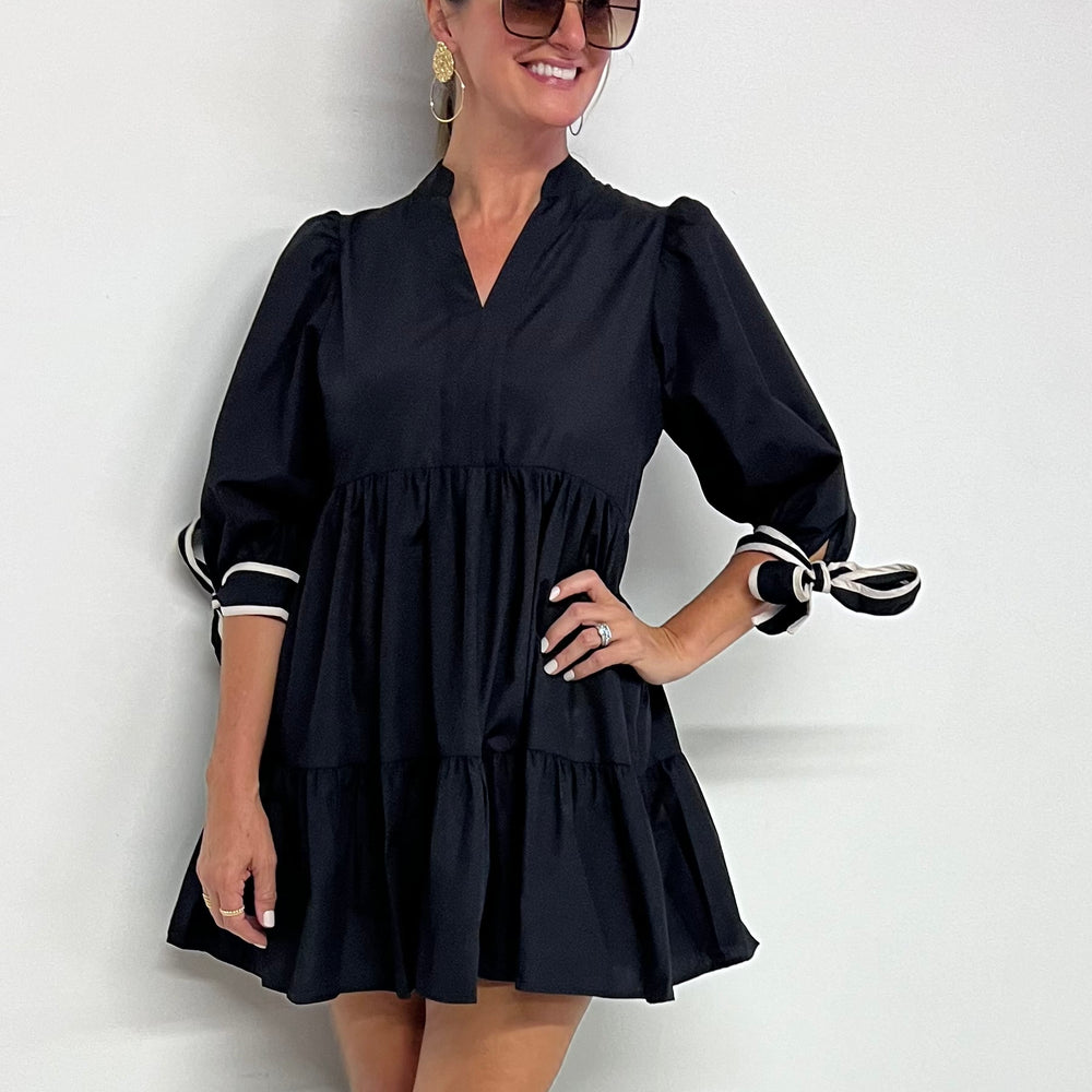 
                  
                    Astoria Tie Sleeve Dress (Black)-FINAL SALE
                  
                