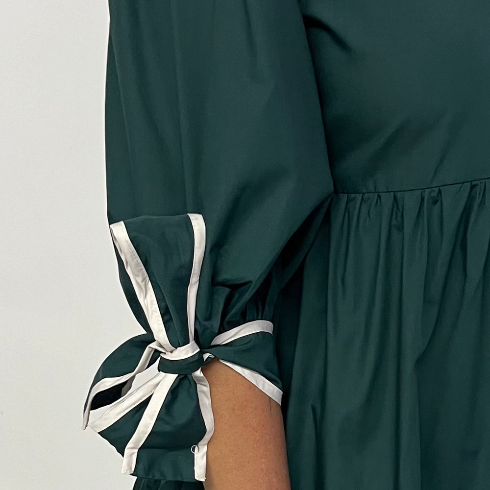 Astoria Tie Sleeve Dress (Hunter Green)