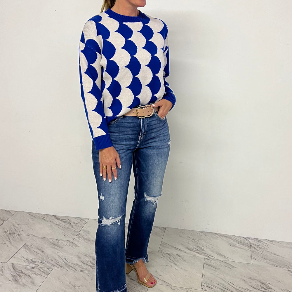 Style Scallop Sweater (Blue)