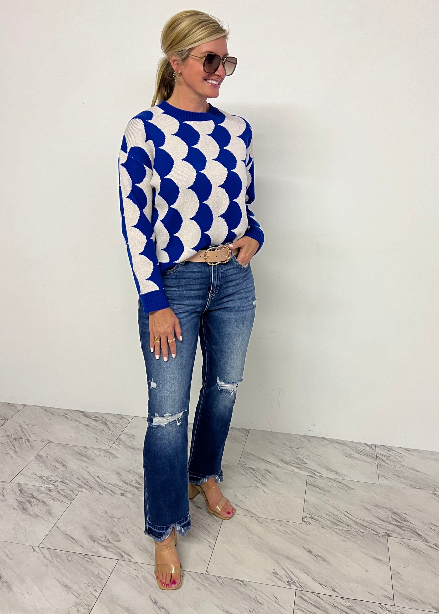 Style Scallop Sweater (Blue)