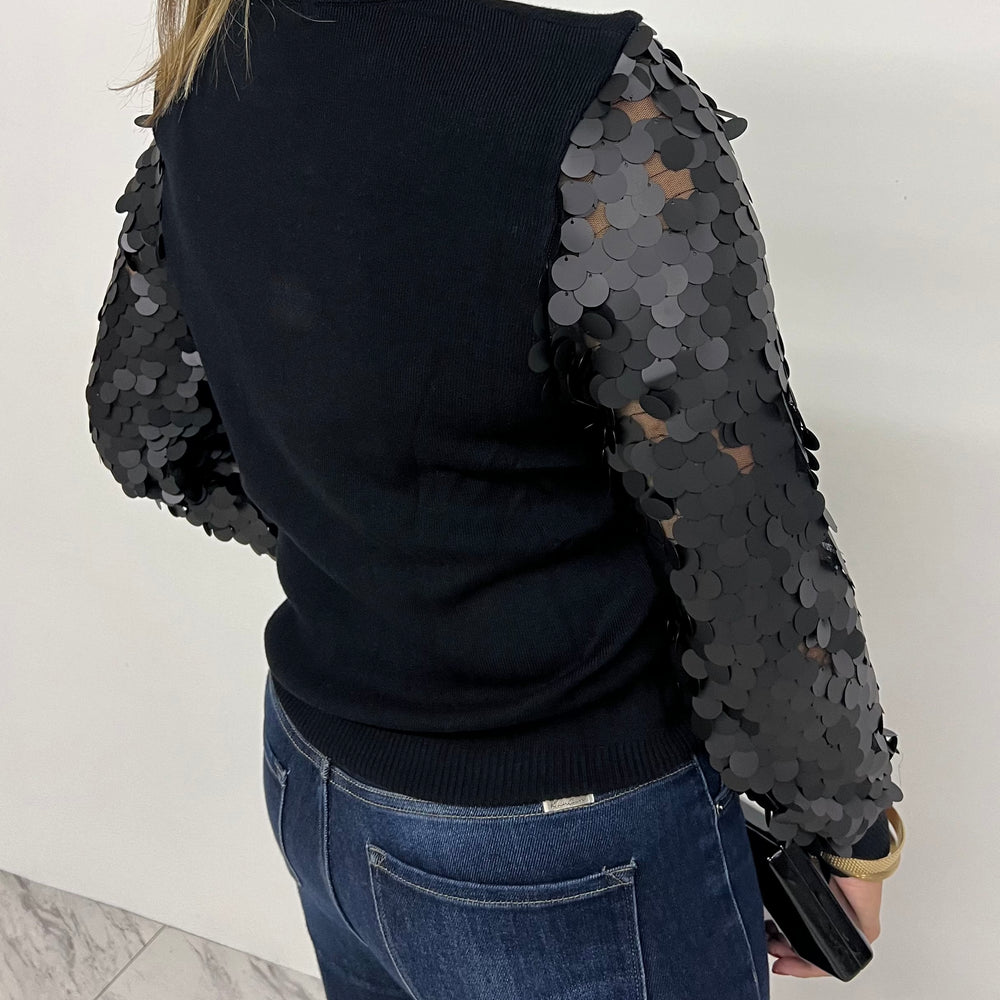 
                  
                    Spotlight Sequin Sleeve Sweater (Black)
                  
                