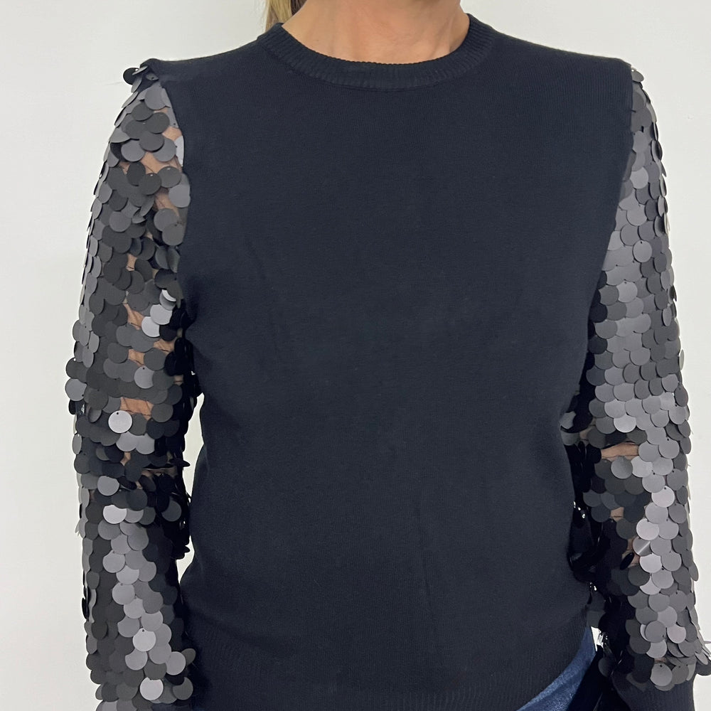 
                  
                    Spotlight Sequin Sleeve Sweater (Black)
                  
                