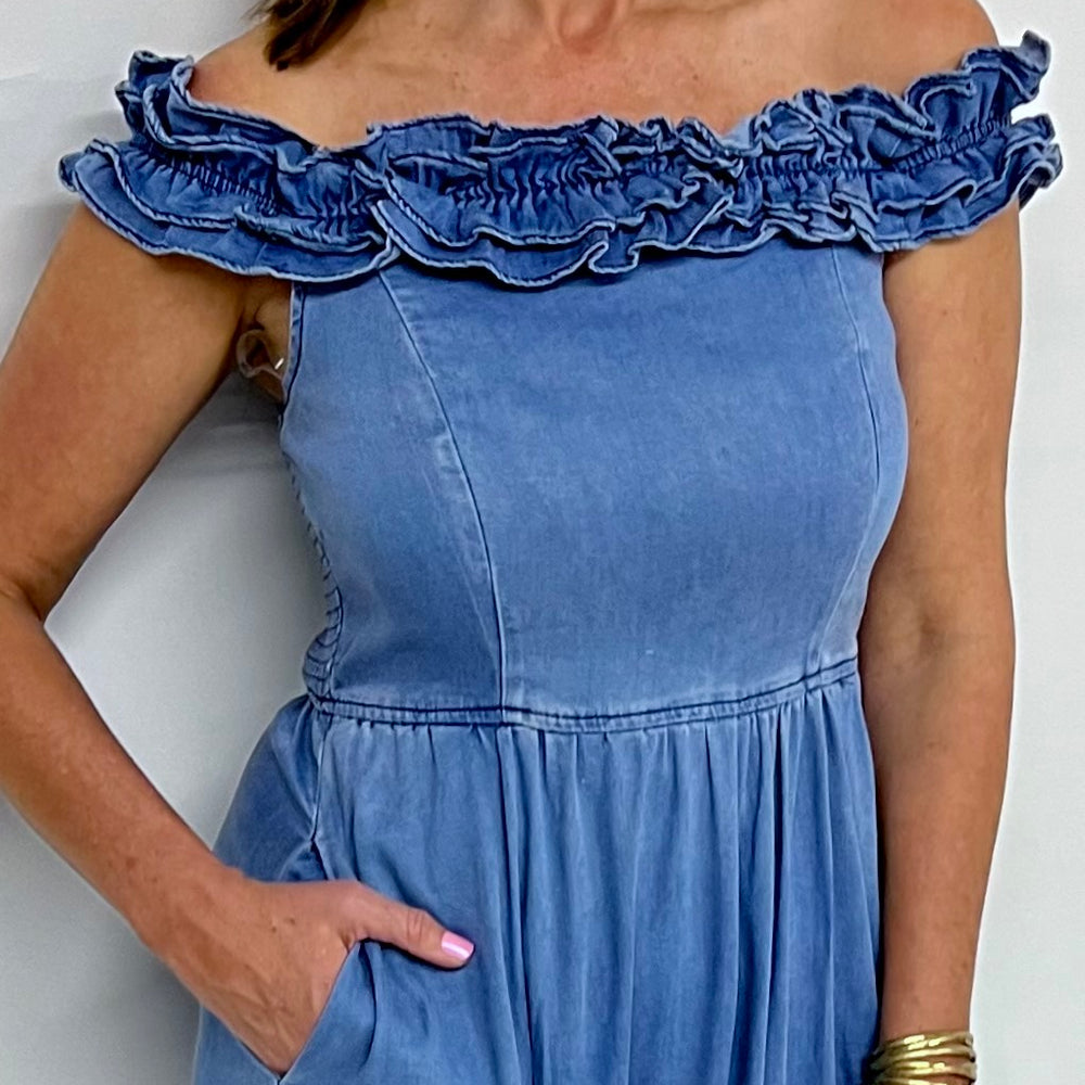 Dallas Denim Ruffle Dress