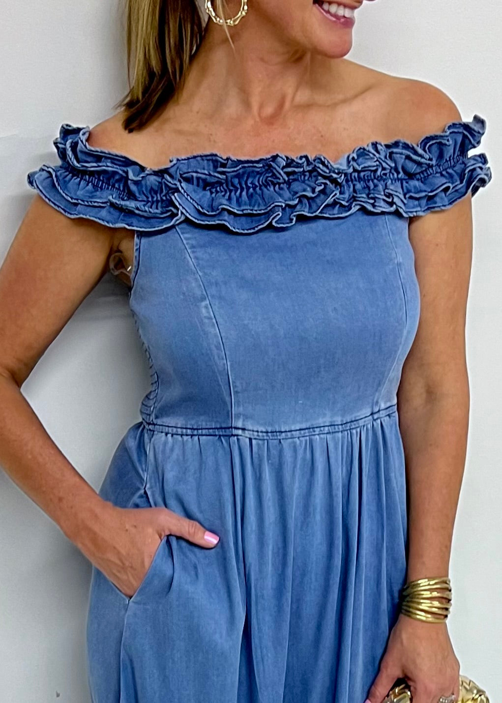 Dallas Denim Ruffle Dress