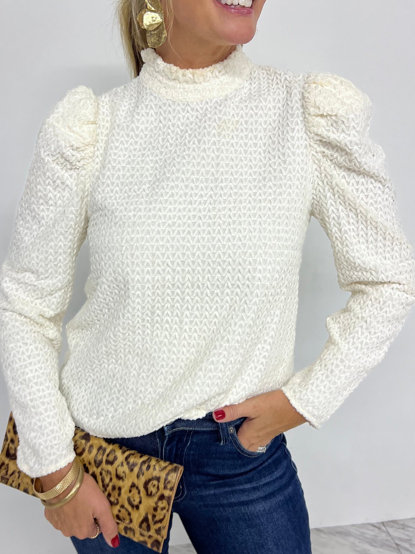 Toast Of The Town Textured Top (Cream)