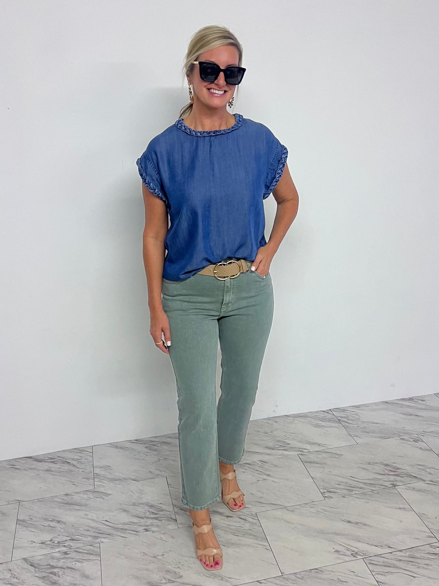 Weston Denim Braid Top - FINAL SALE