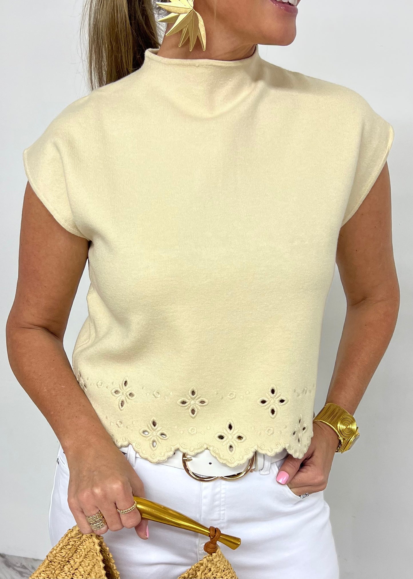 Isla Eyelet Sweater Top-FINAL SALE