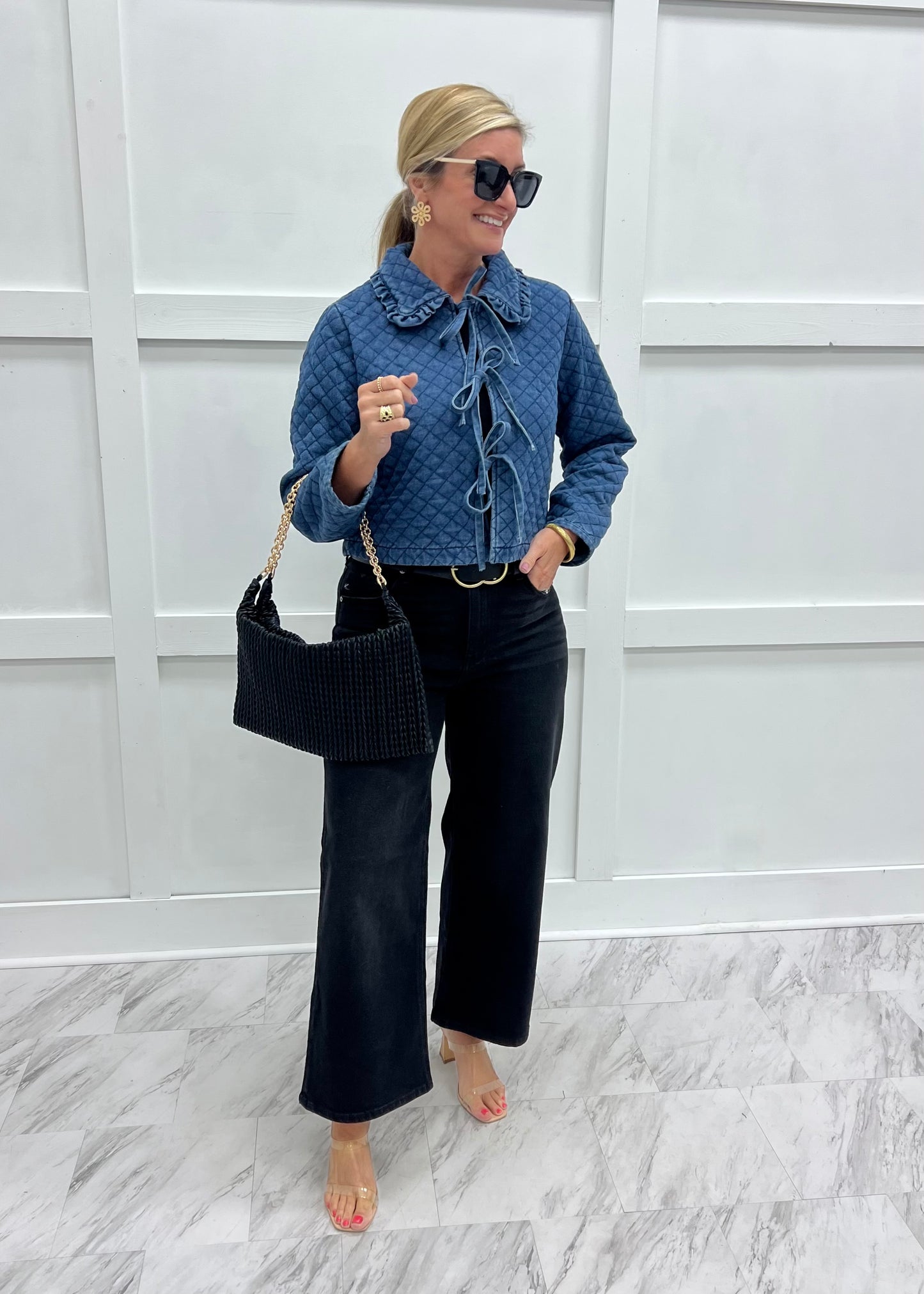 Delta Denim Tie Front Jacket