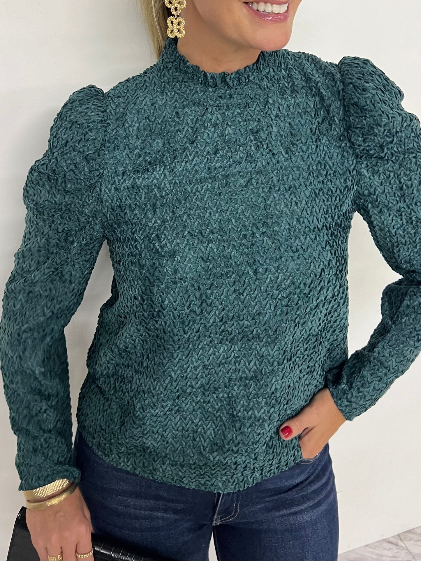 Toast Of The Town Textured Top (Green)