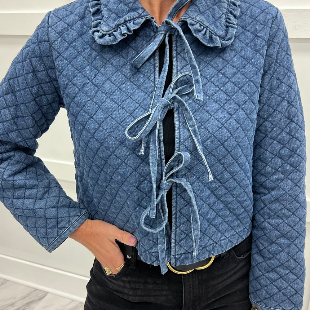 
                  
                    Delta Denim Tie Front Jacket
                  
                