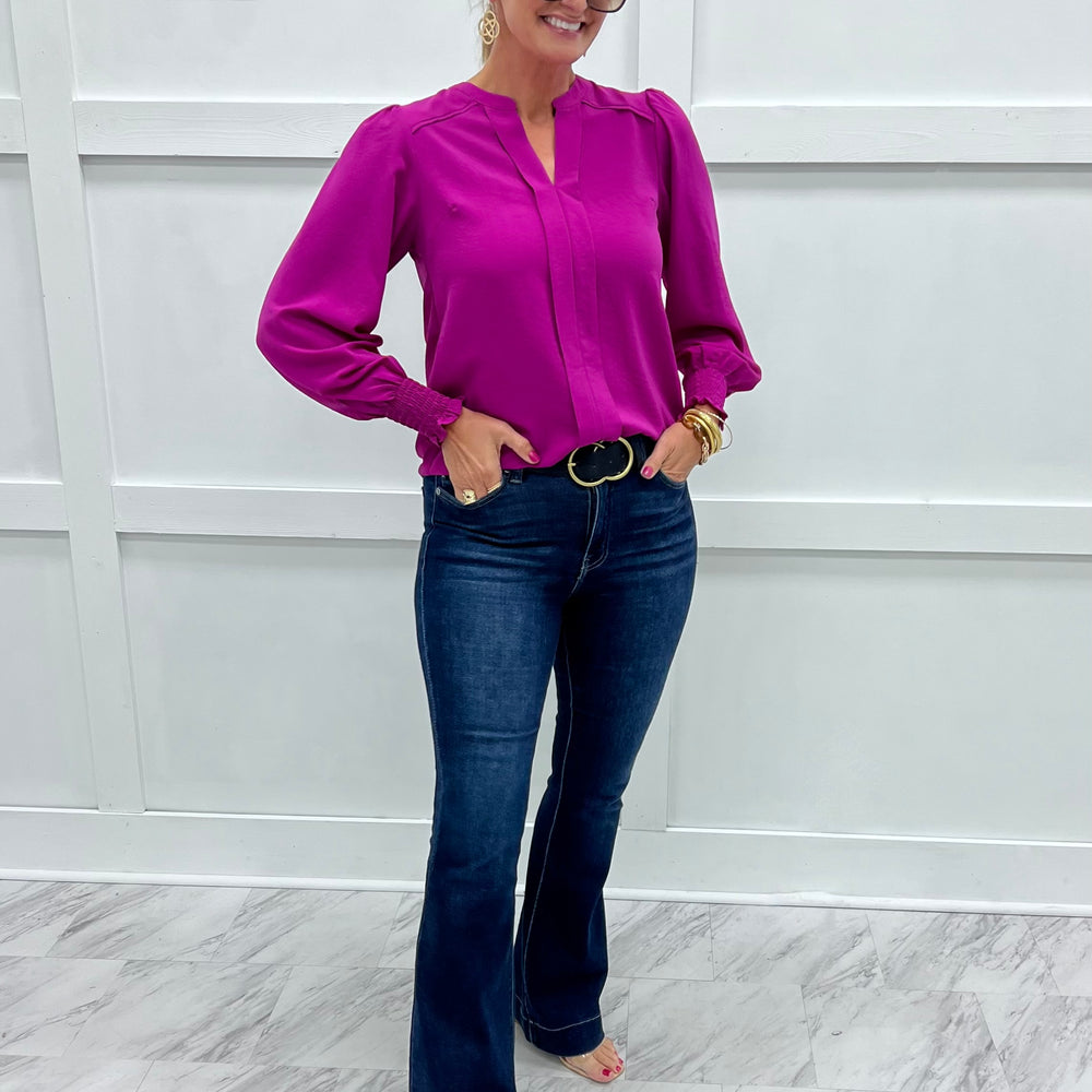 Jordan V. Neck Top (Magenta)