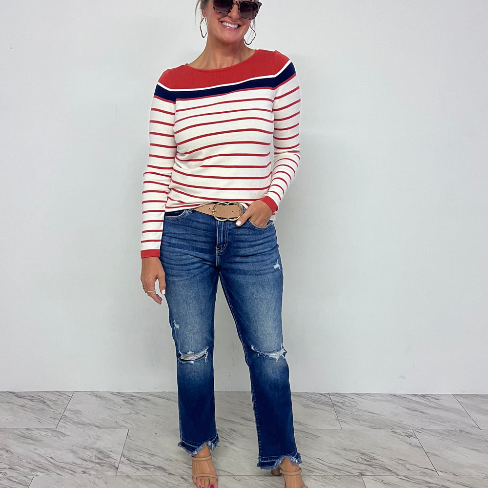 
                  
                    Mason Mix Stripe Sweater (Red)
                  
                