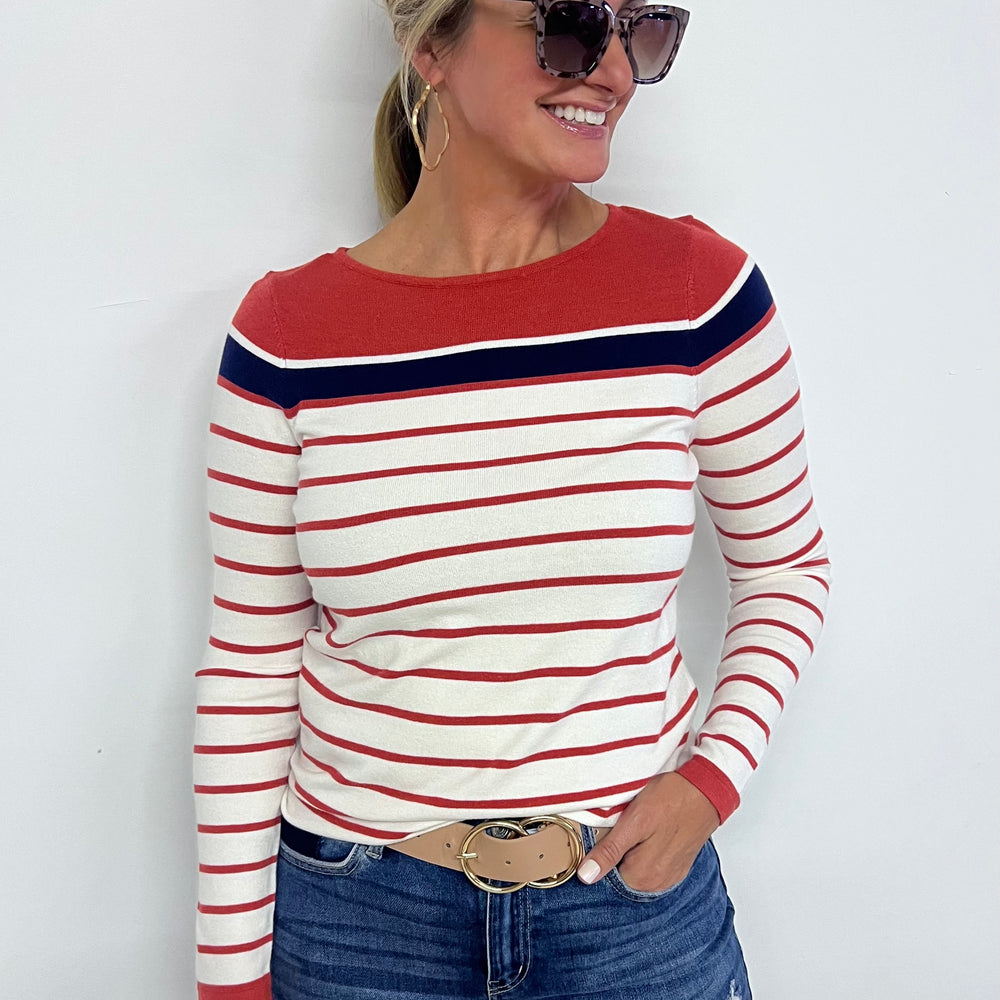 Mason Mix Stripe Sweater (Red)