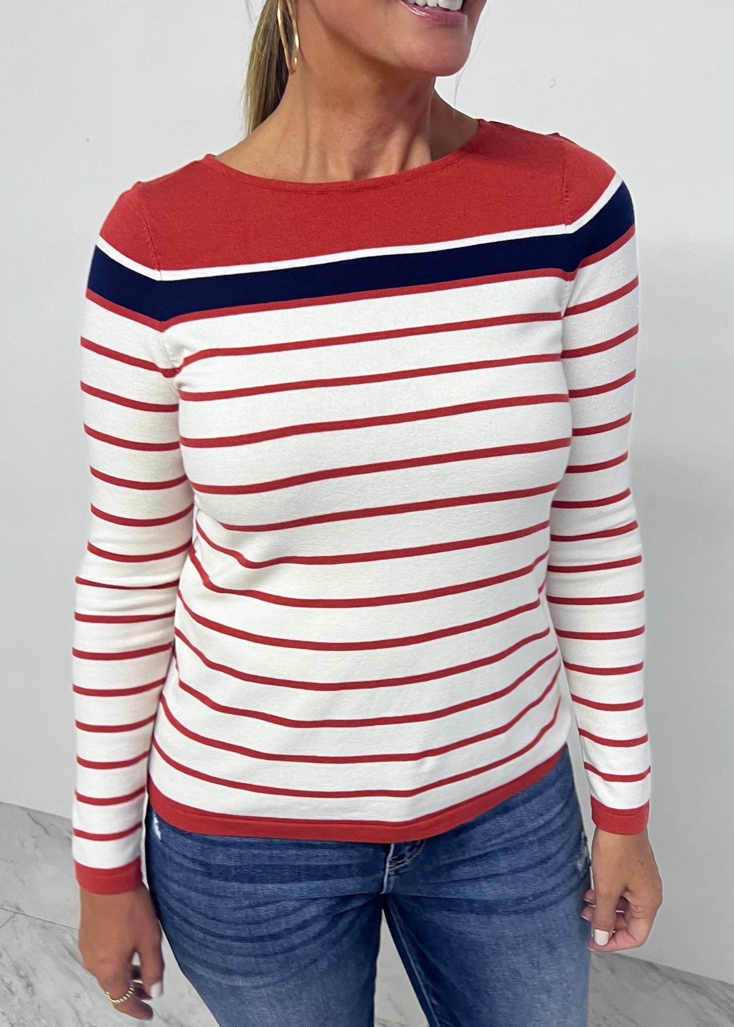 Mason Mix Stripe Sweater (Red)