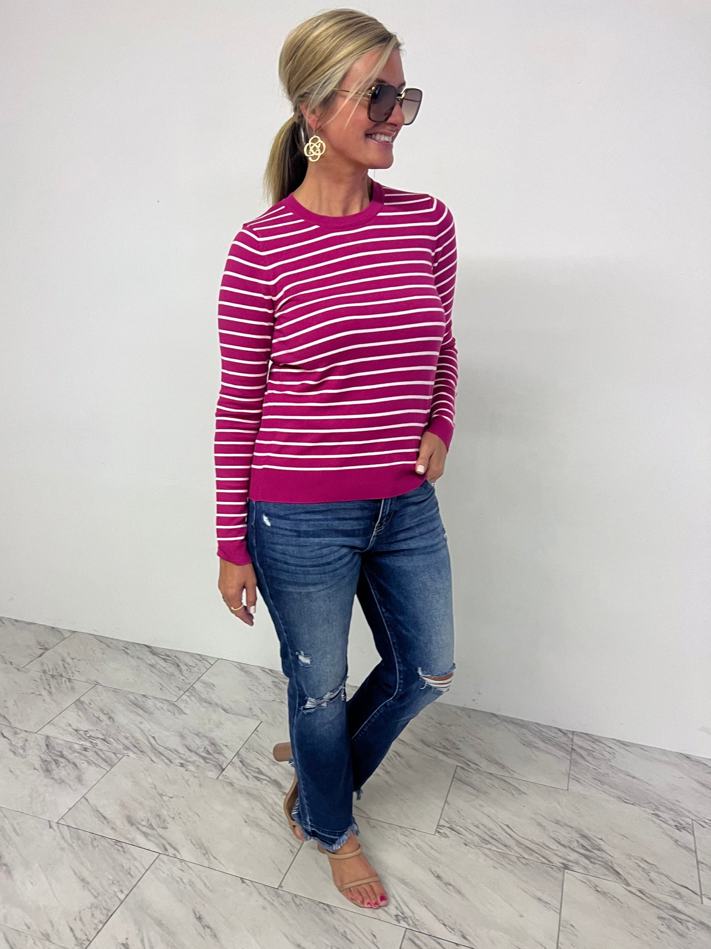 Petra Pink Stripe Sweater