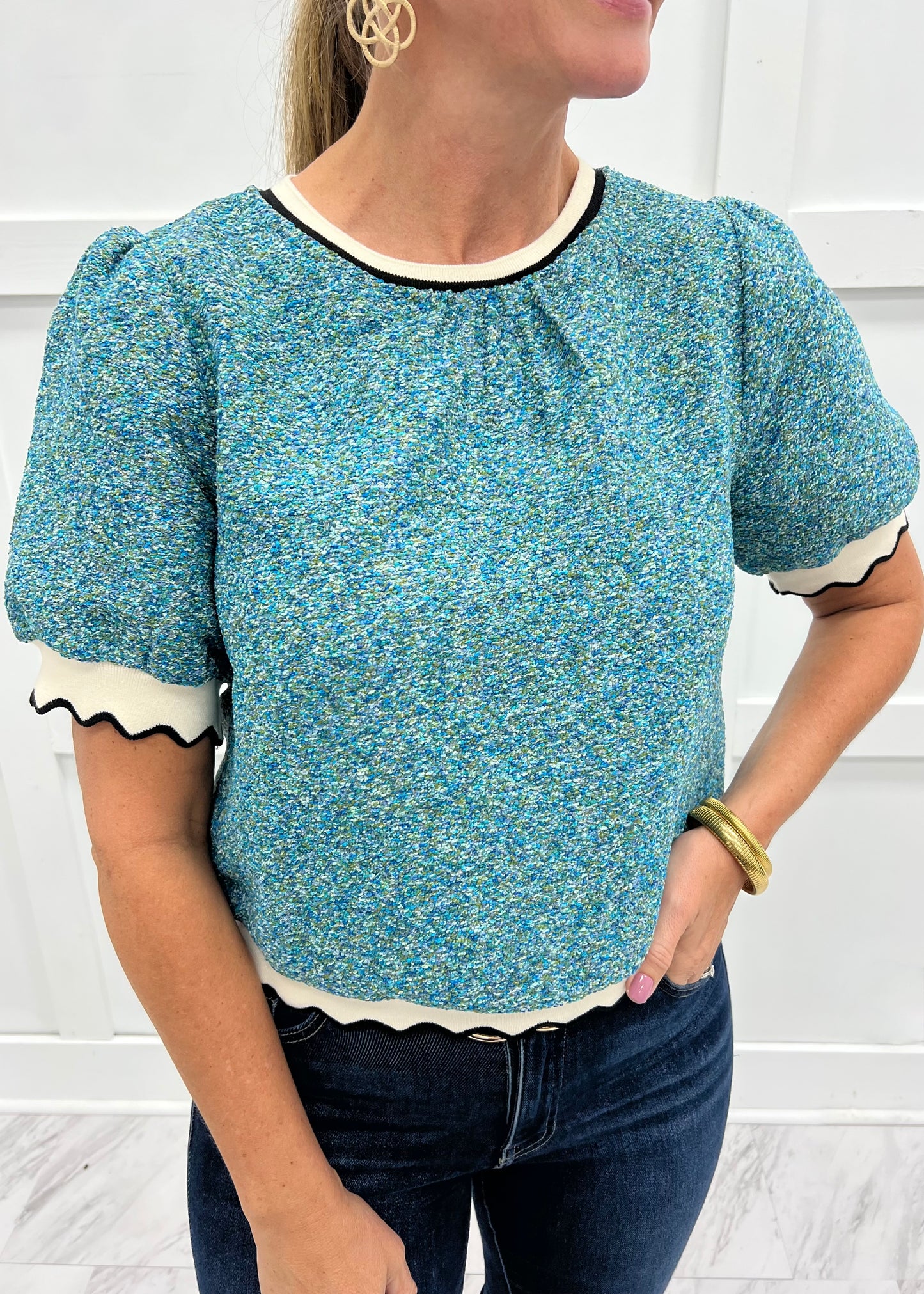 Polly Blues Short Sleeve Top
