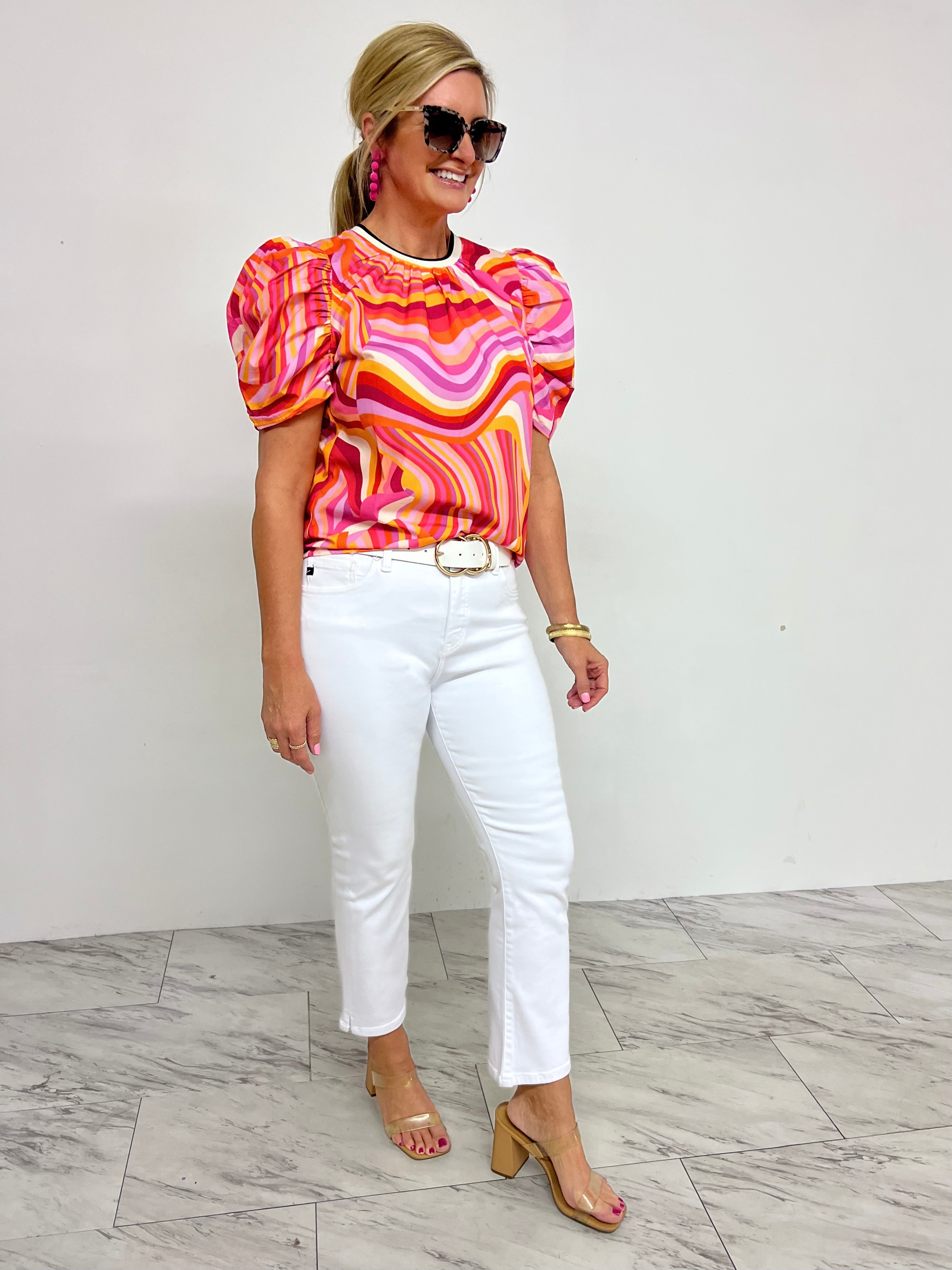 Mallory Mix Stripe Top - FINAL SALE – shop chartreuse