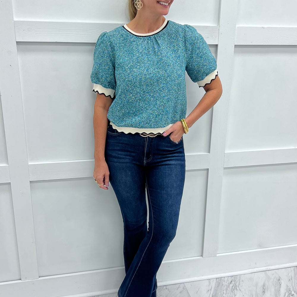 Polly Blues Short Sleeve Top