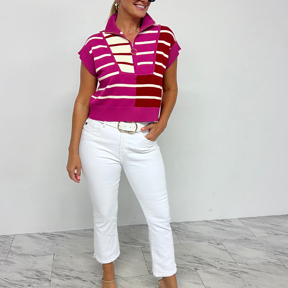 
                      
                        Ainsley Pink Colorblock + Zipper Detail Top - FINAL SALE
                      
                    