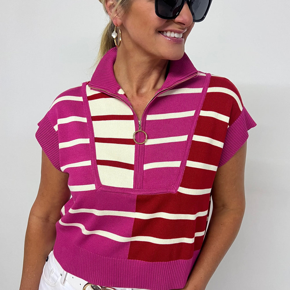 
                      
                        Ainsley Pink Colorblock + Zipper Detail Top - FINAL SALE
                      
                    