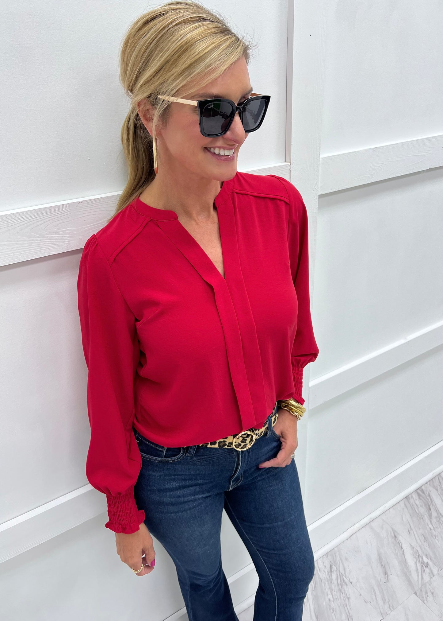 Jordan V.Neck Top (Red)