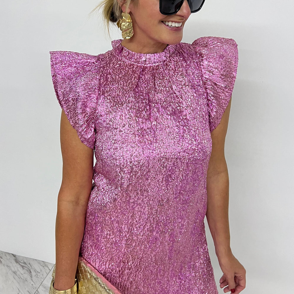 Festive in Fuchsia Metallic Dress