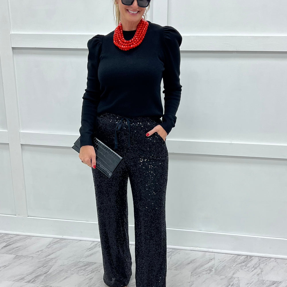 Spotlight Sequin Pants (Black)