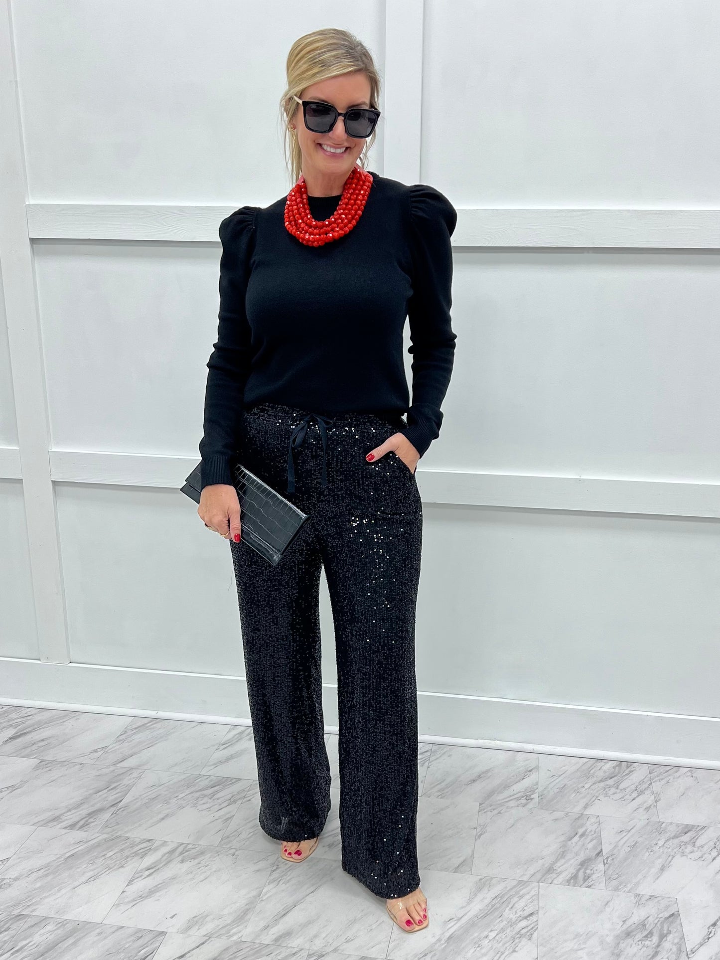 Spotlight Sequin Pants (Black)