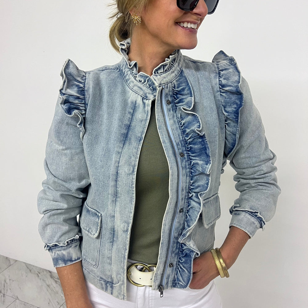 
                  
                    Austin Ruffle Denim Jacket
                  
                