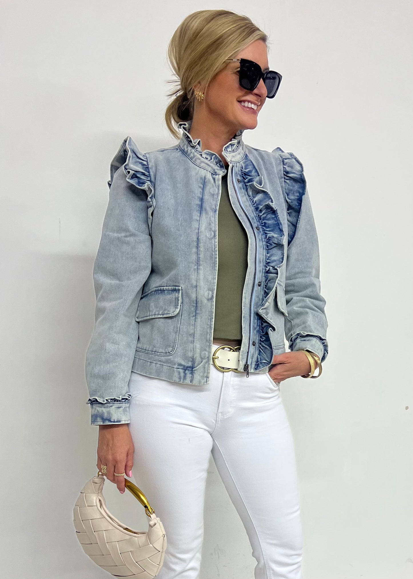 Austin Ruffle Denim Jacket