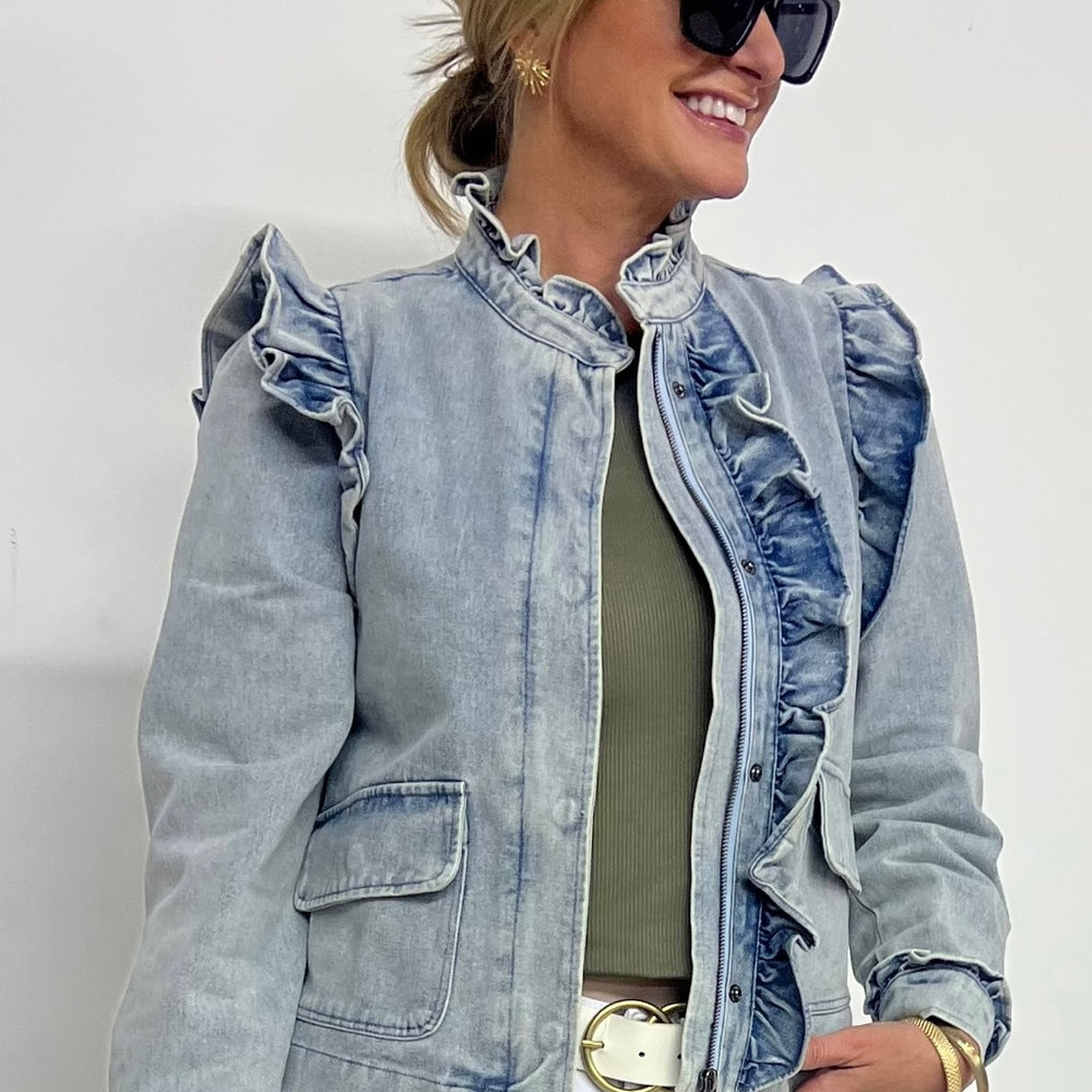 Austin Ruffle Denim Jacket