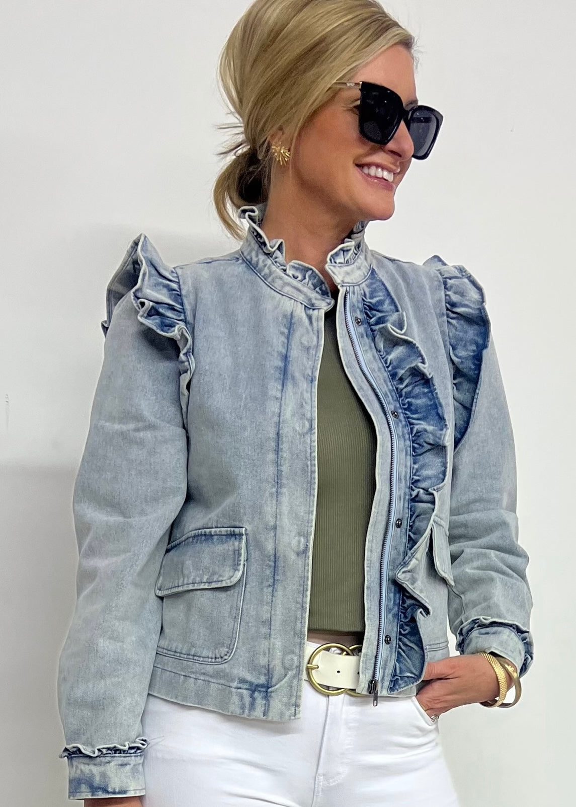 Austin Ruffle Denim Jacket